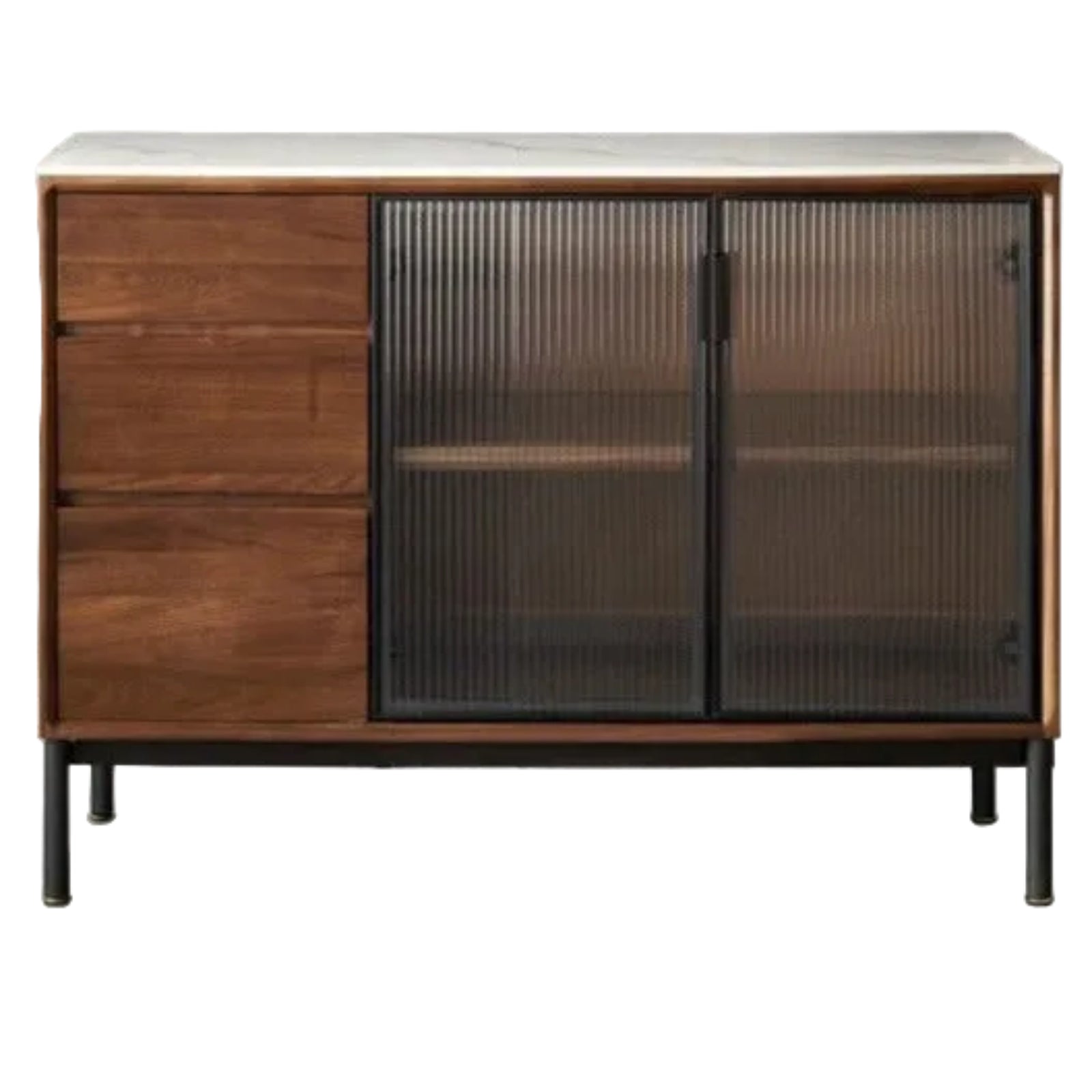 Black Walnut Solid Wood, Sandalwood Rock Sideboard Buffet Cabinet