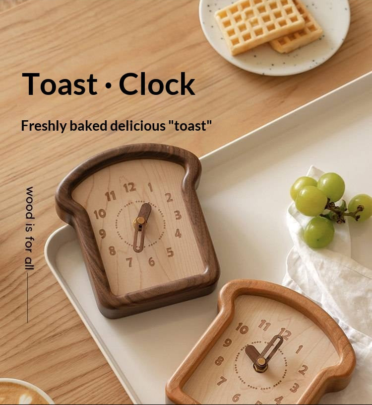 Cherry, Black Walnut Solid Wood Toast Clock Creative