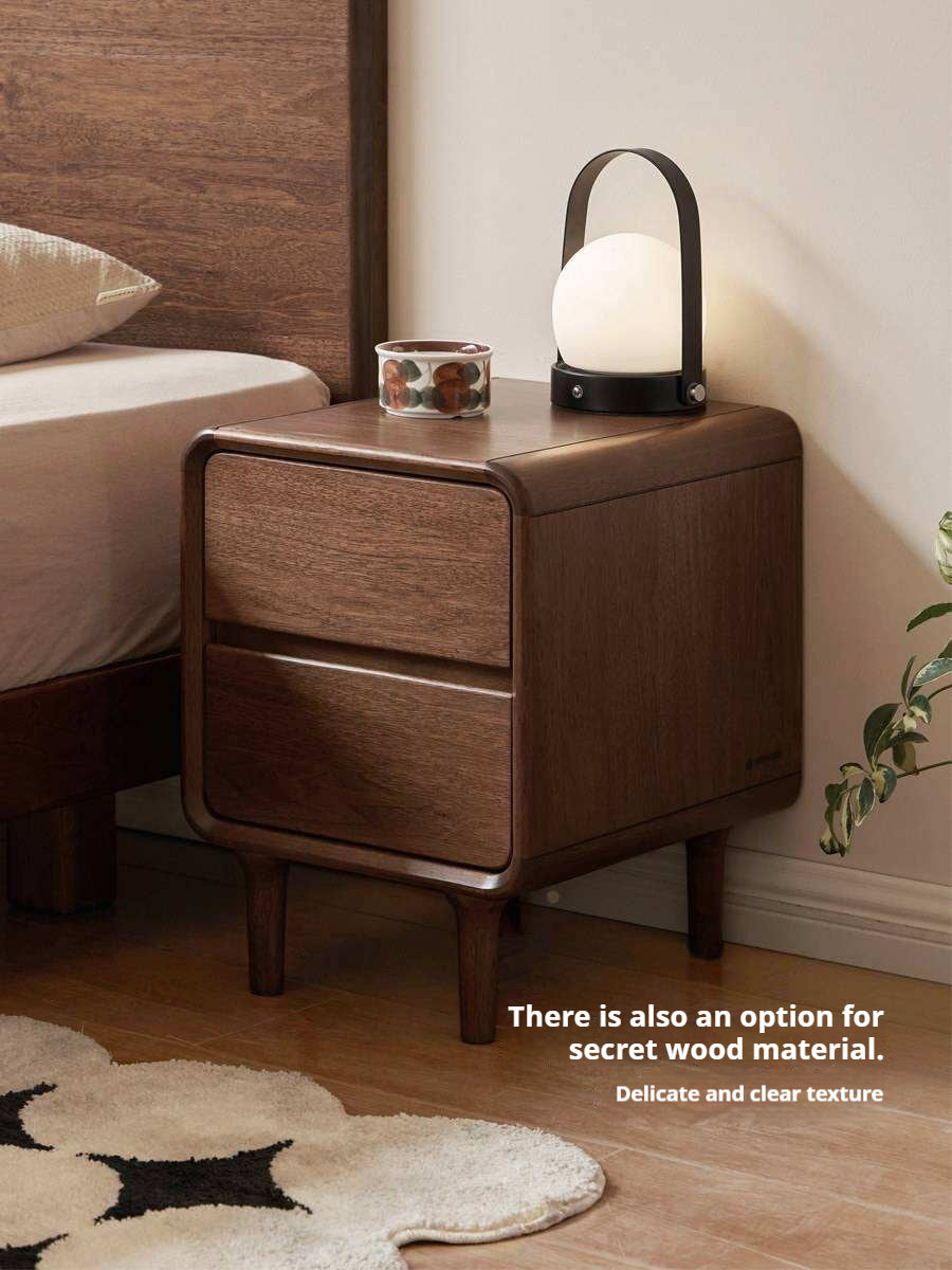 Black Walnut, Catalpa, Sandalwood Solid Wood Minimalist Nightstand