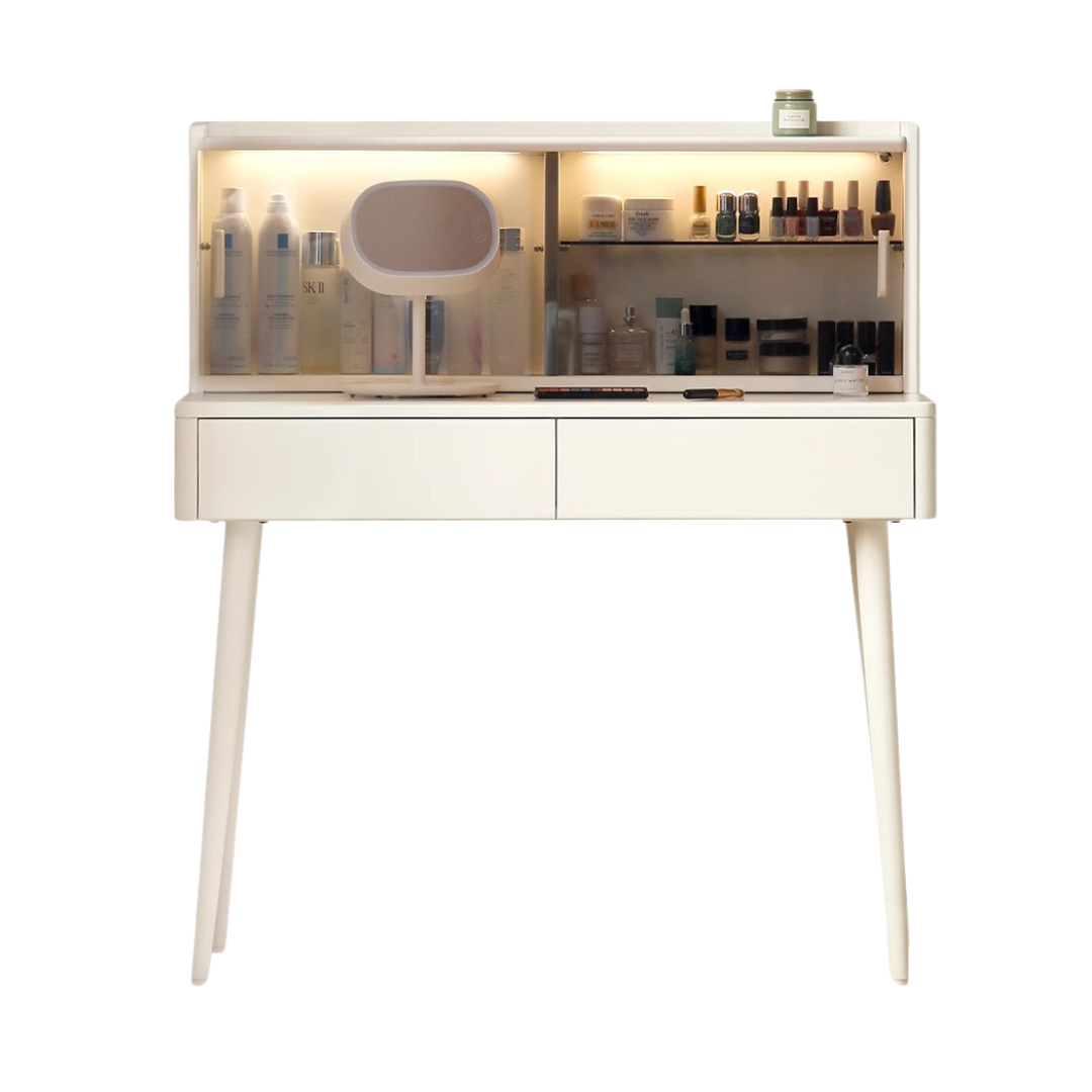 Poplar Solid Wood Telescopic DressingTable +LED Makeup Mirror.