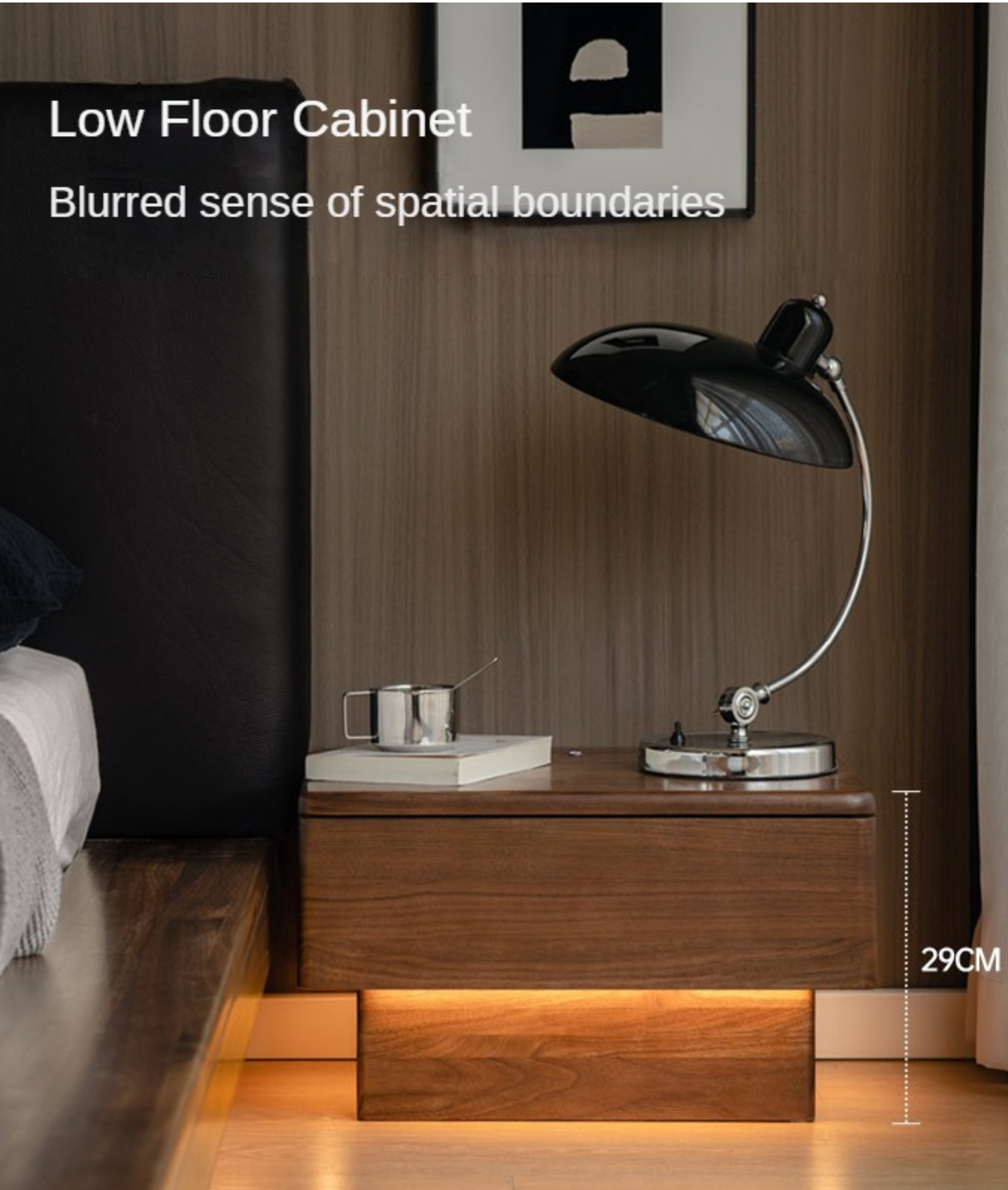 Black Walnut Solid Wood Nightstand With Light Drawer