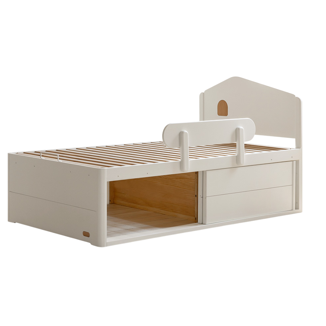 Rubberwood Solid Wood Children's White Storage Box Bed