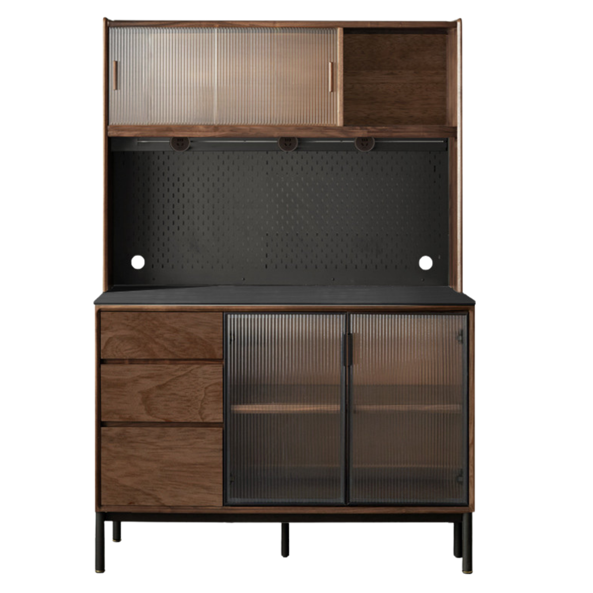 Black Walnut Solid Wood, Sandalwood Rock Sideboard Buffet Cabinet