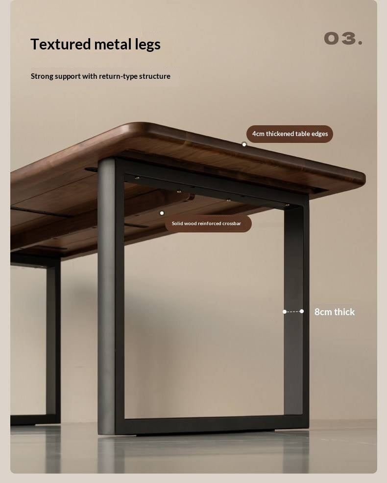 Black Walnut, Sandalwood Solid Wood Italian Light Luxury Dining Table