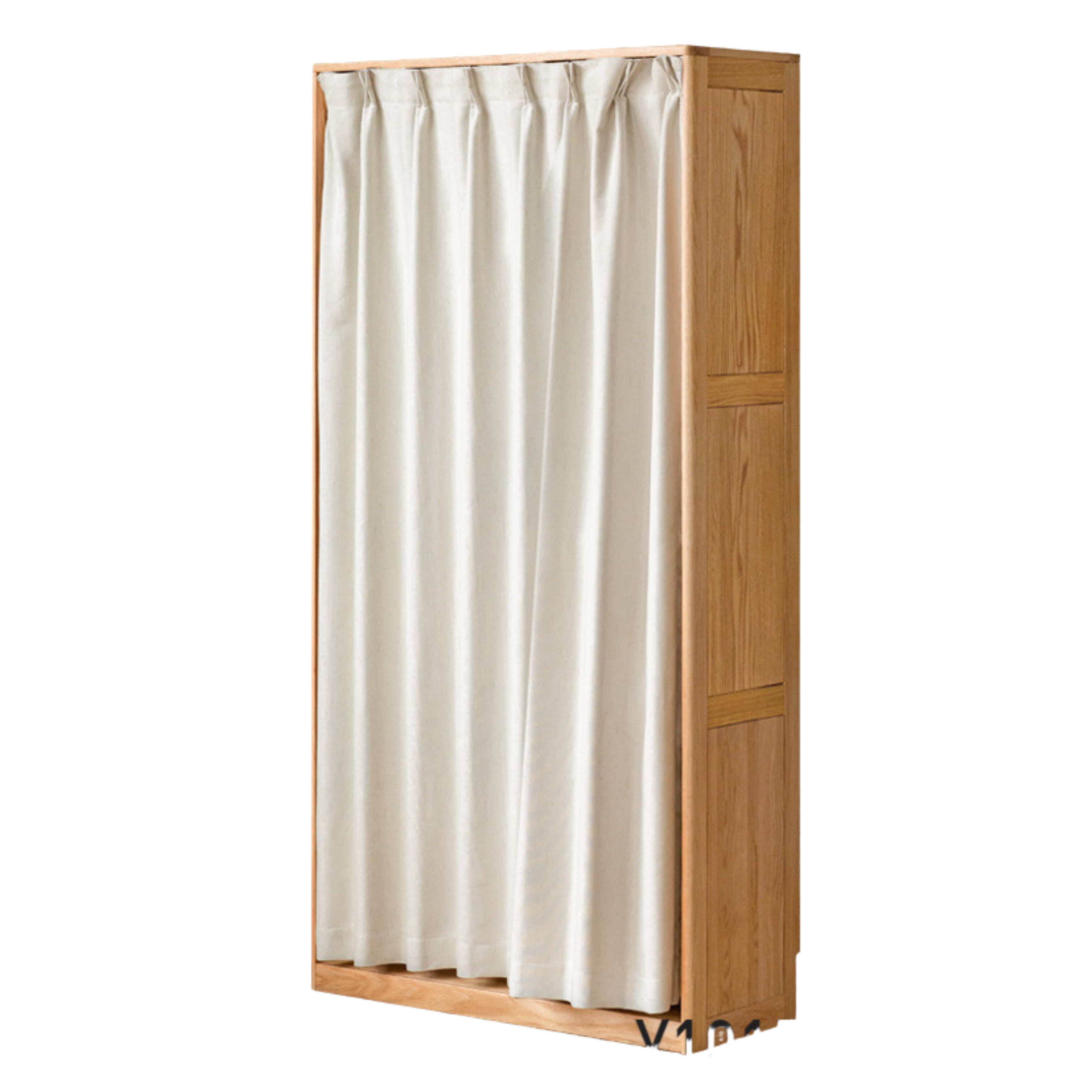 Solid RubberWood, Oak Solid Wood Wardrobe Thin Cloth Curtain.