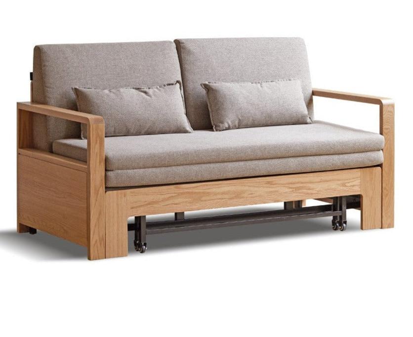 Oak, Ash Solid Wood Sofa Bed Modern Multifunctional.