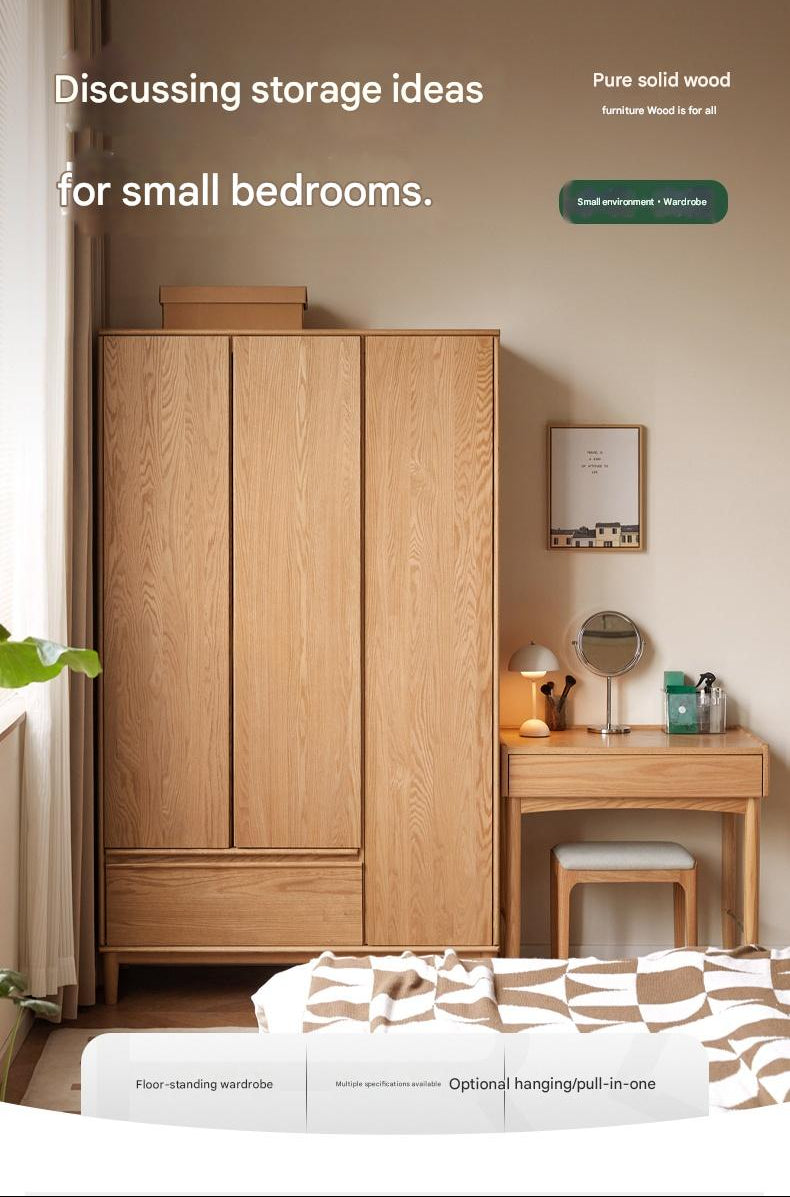 Oak Solid Wood Modern Wardrobe.