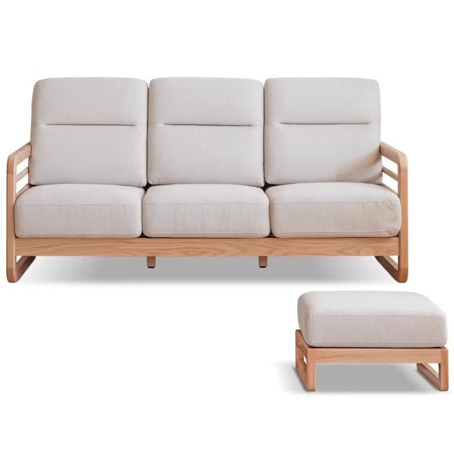 Oak Wood Fabric Sofa String-style Bbackrest.