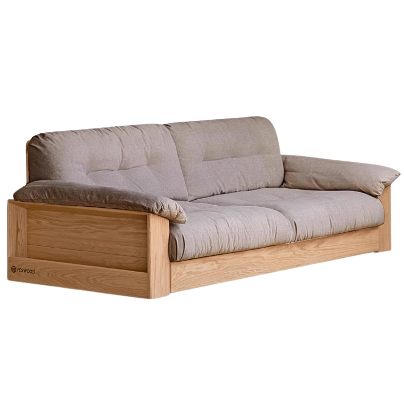 Oak Solid Wood Floor Storage Sofa, Goose Down.