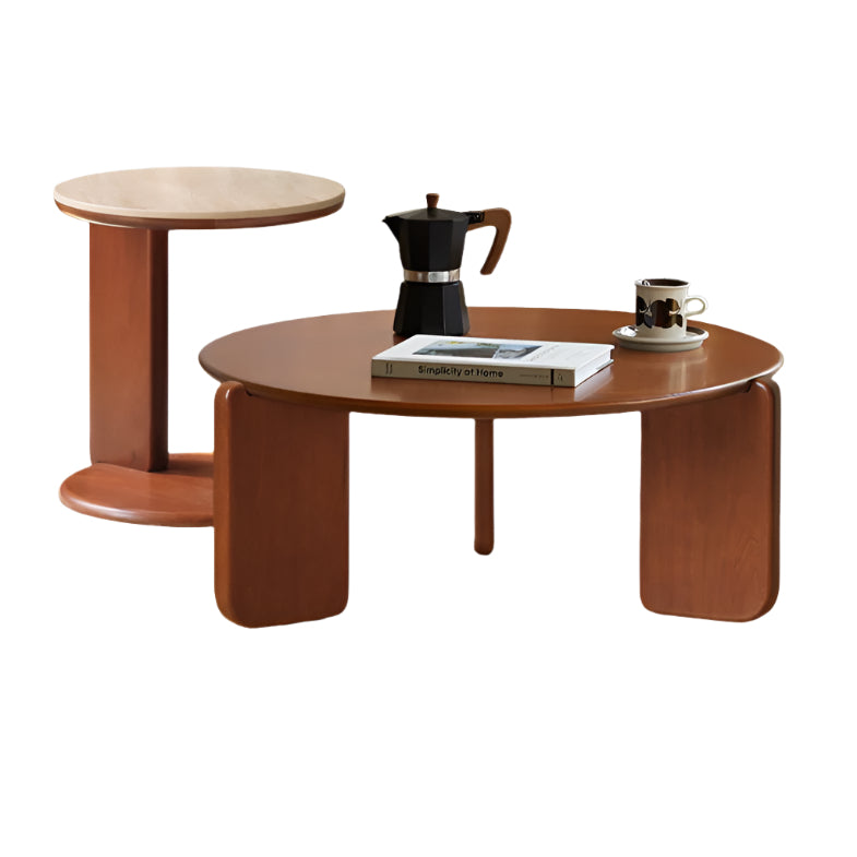 Poplar Solid Wood Rock Board Medieval Round Coffee Table