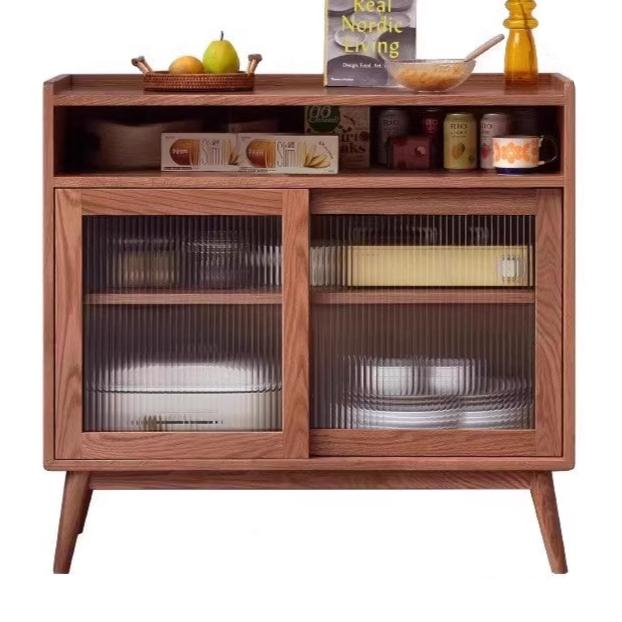 Oak Solid Wood, Solid RubberWood Modern Multifunctional Sideboard