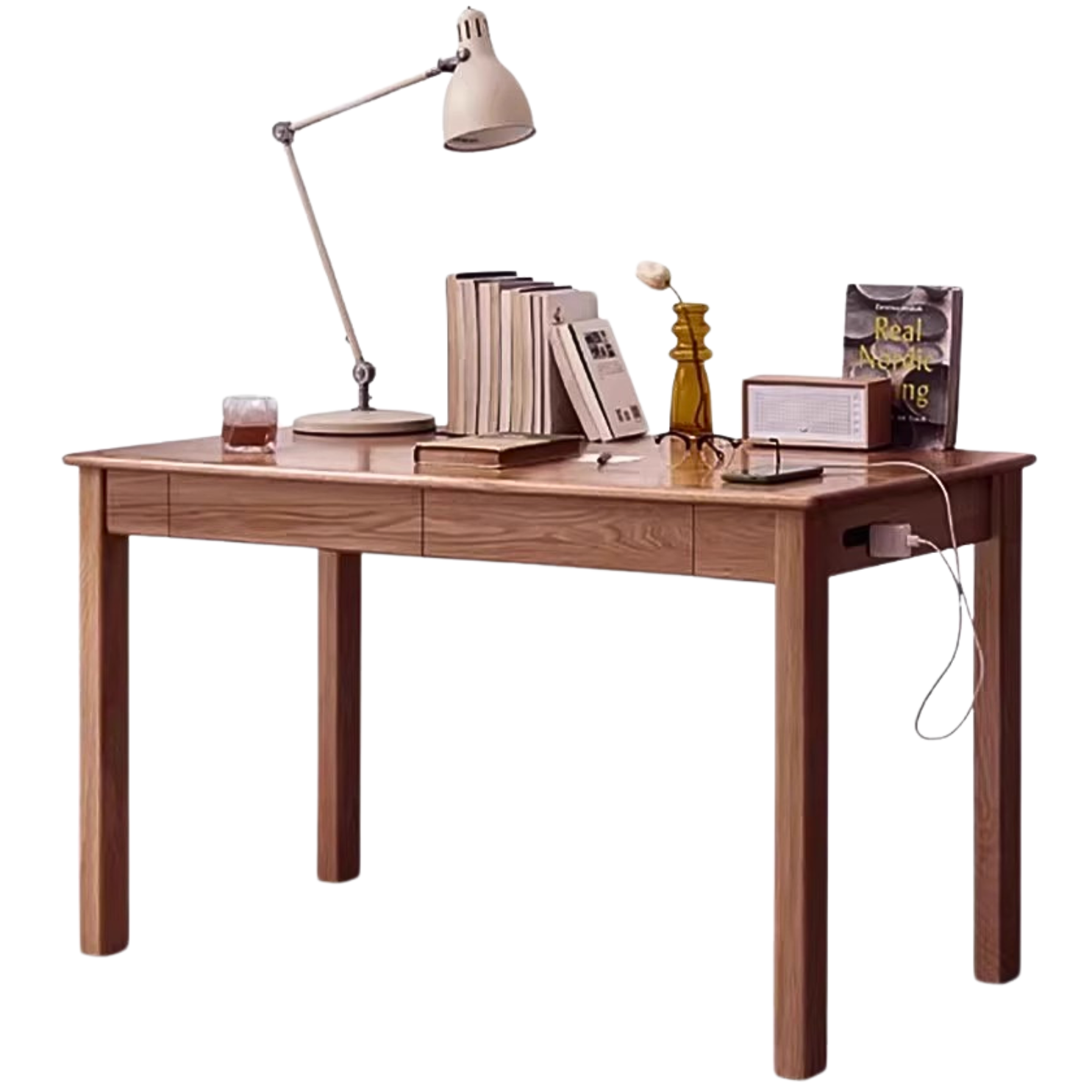 Oak, Ash Solid Wood USB Office Desk