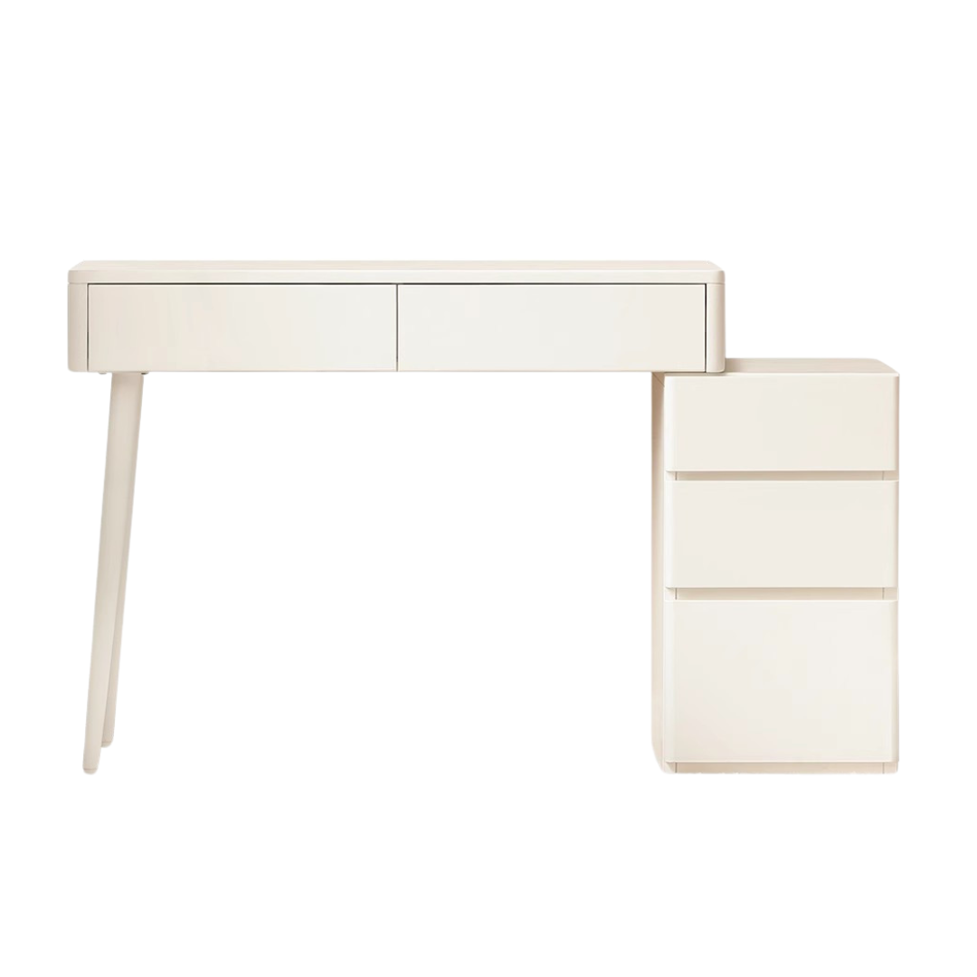 Solid RubberWood Telescopic Vanity Table + LED Makeup Mirror