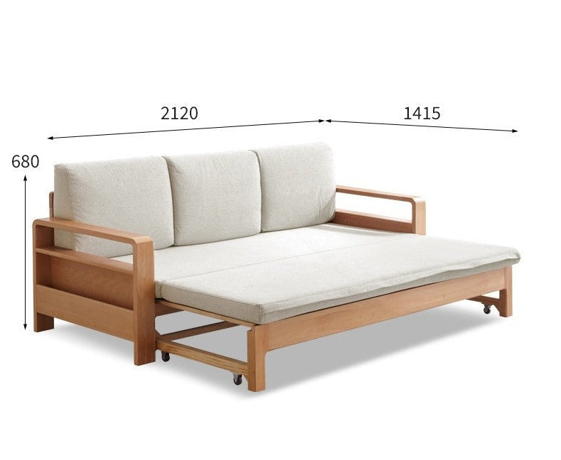 Oak, Beech Solid Wood Sleeper Sofa: