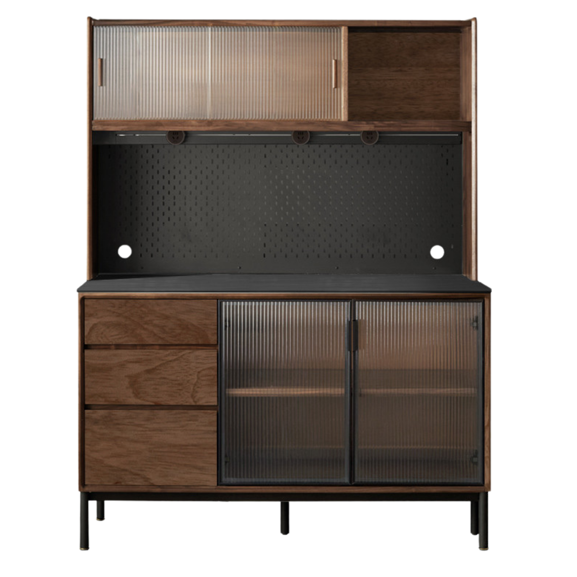 Black Walnut Solid Wood, Sandalwood Rock Sideboard Buffet Cabinet