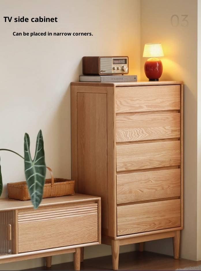 Oak Solid Wood Five-Drawer Chest
