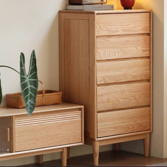 Oak Solid Wood Five-Drawer Chest