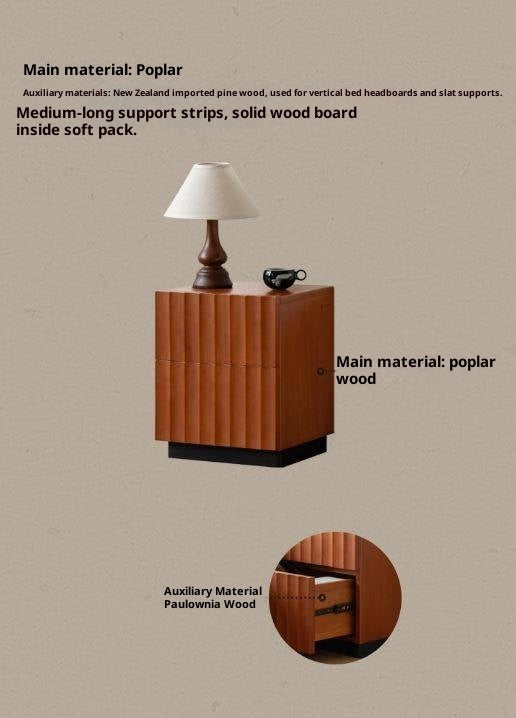 Poplar, Black Walnut Solid Wood Antique Style Nightstand