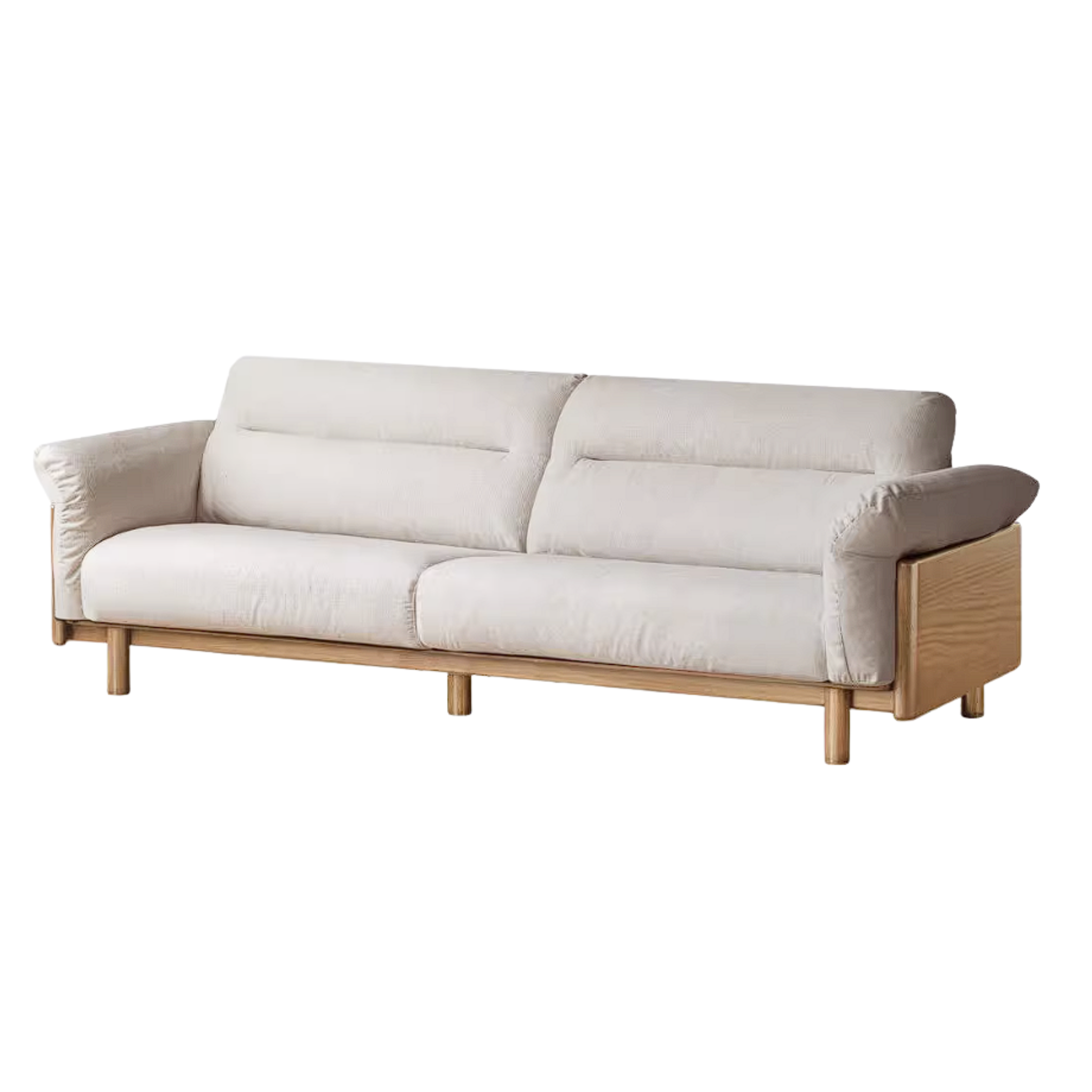 Oak Solid Wood Sofa with Wide Track Arms Genuine leather, fabric, removable and washable