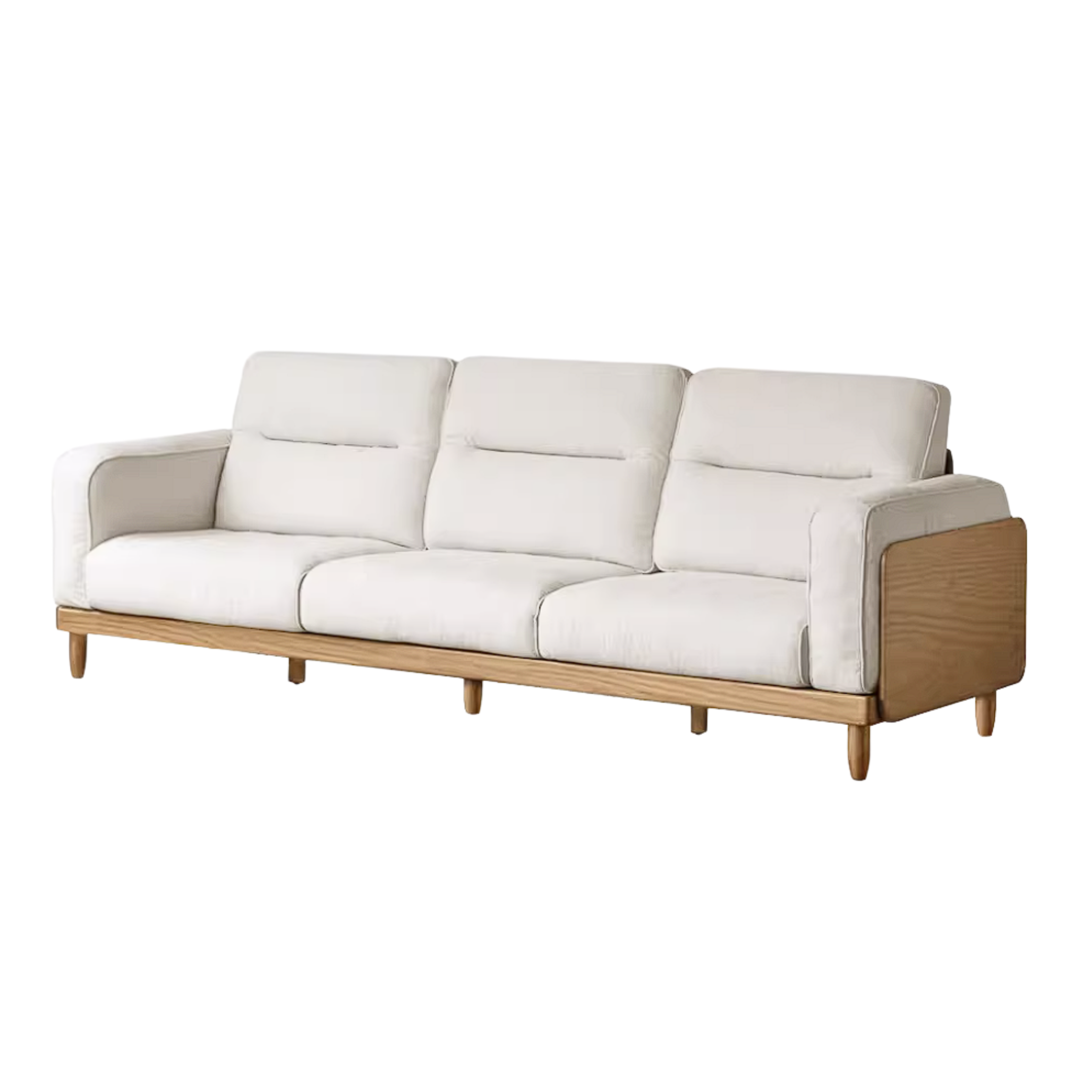 Oak, Ash Solid Wood Sofa with Exposed Wood Frame Arms