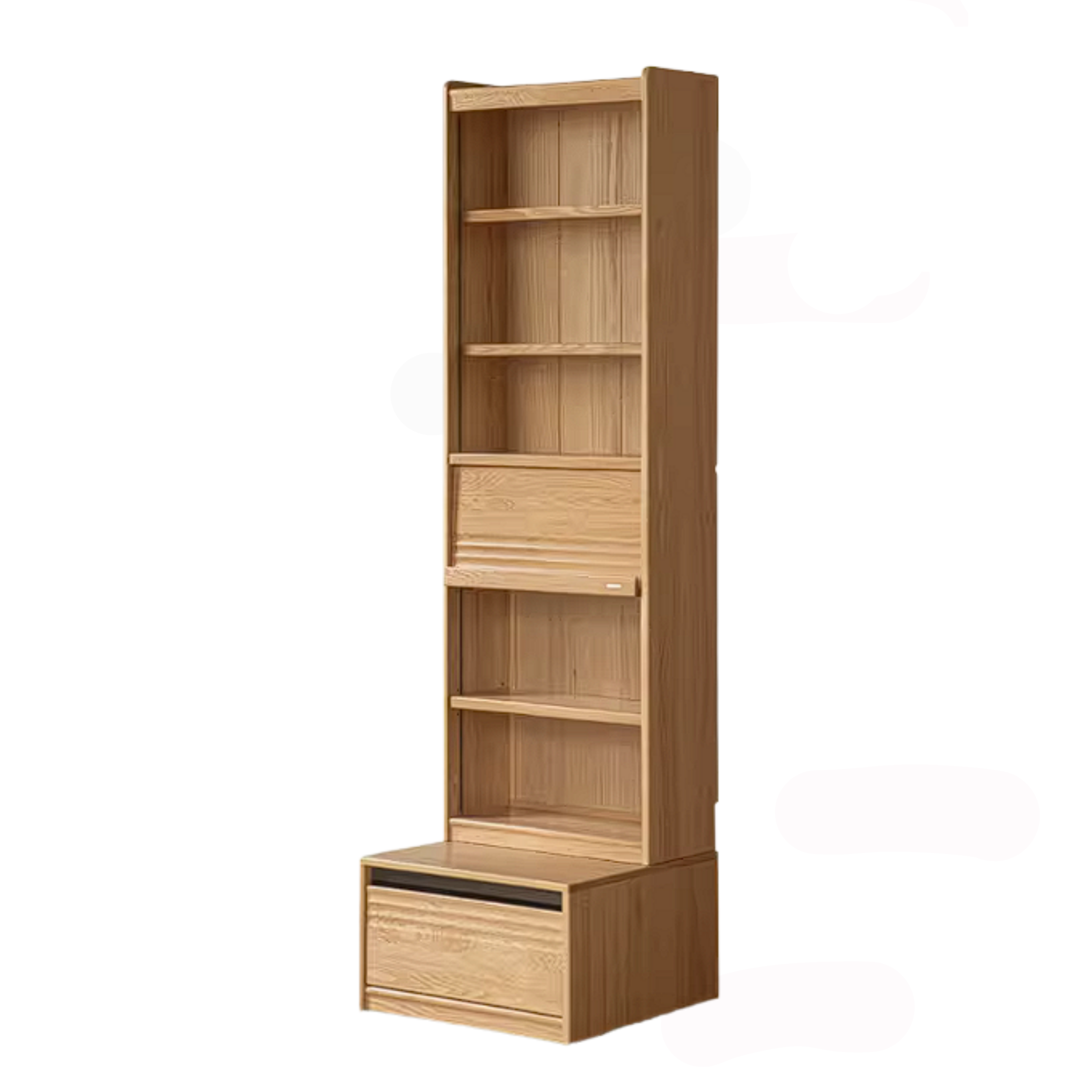 Oak Solid Wood Bookshelf with Integrated Booth Seating