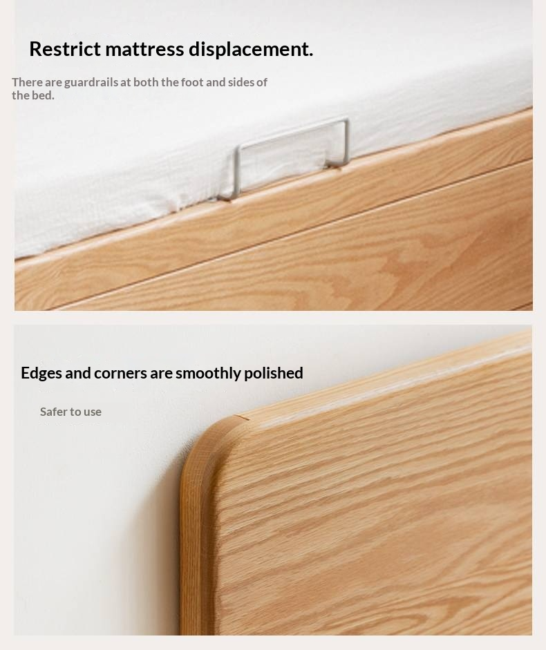 Oak, Beech Solid Wood Box Bed — Minimalist Side-Opening Storage Bed