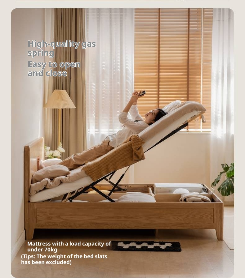 Ash, Oak Solid Wood Modern Minimalist High Box Bed