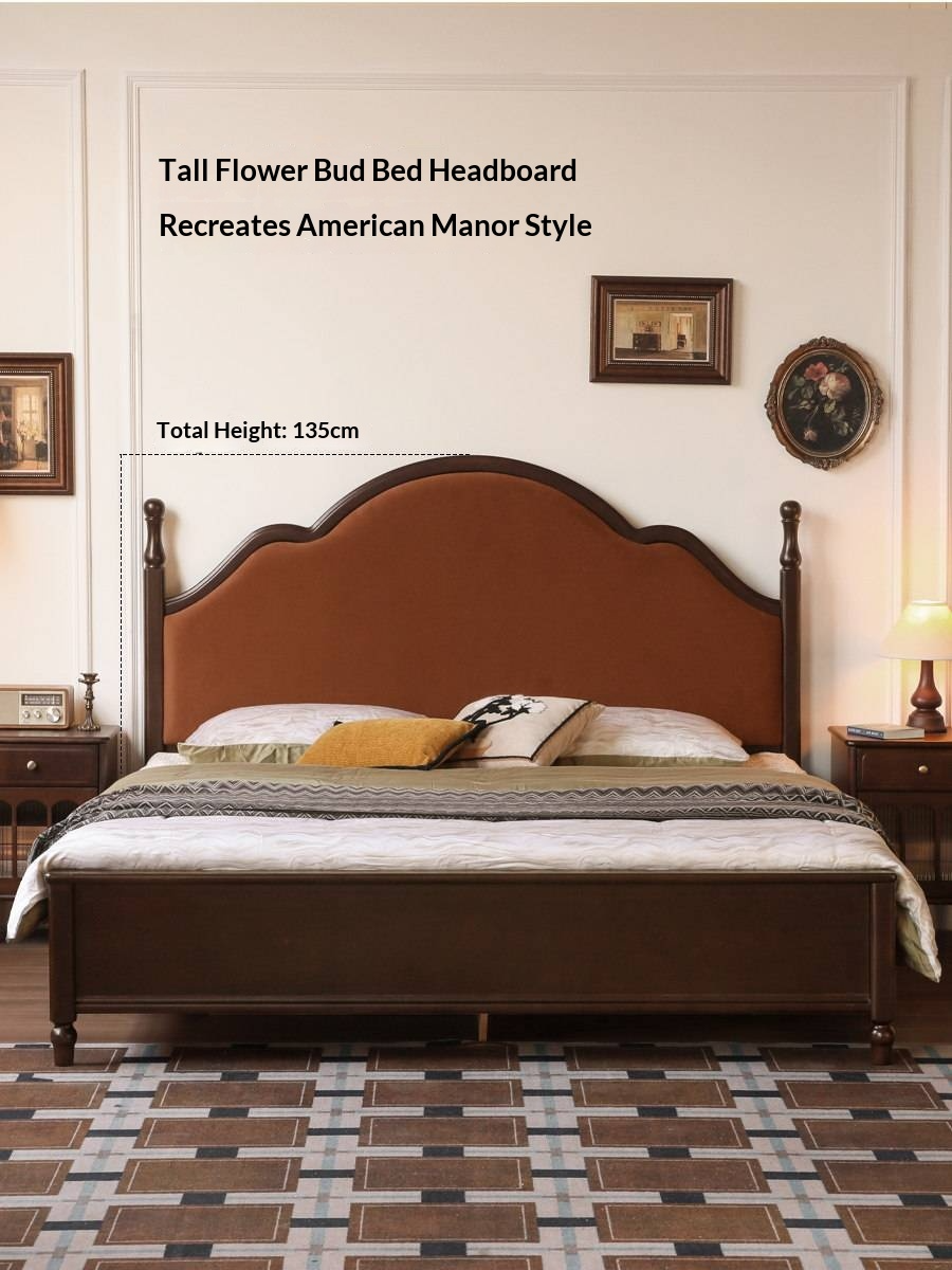 Poplar Solid Wood Box Bed — American Style Vintage with Soft Backrest