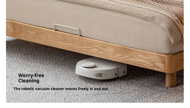 Ash Solid Wood Large Slab Bed Modern Minimalist