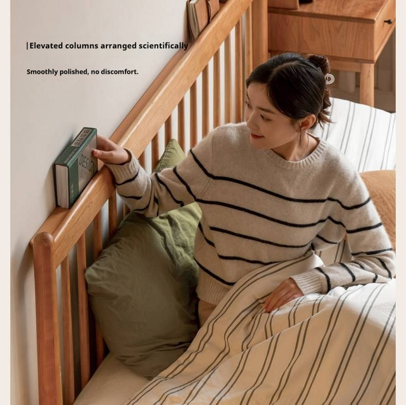 Cherry Solid Wood Bed — Simple Vintage Harp Style Bed