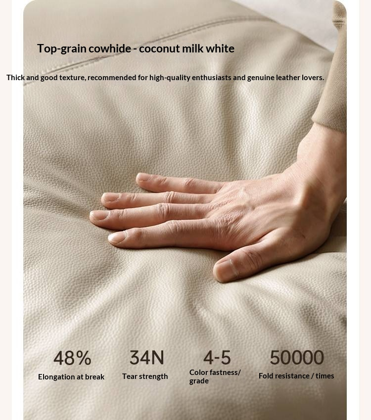 Oak Solid Wood Box Bed — Suspension and Upholstered with Genuine Leather Piano Key Design