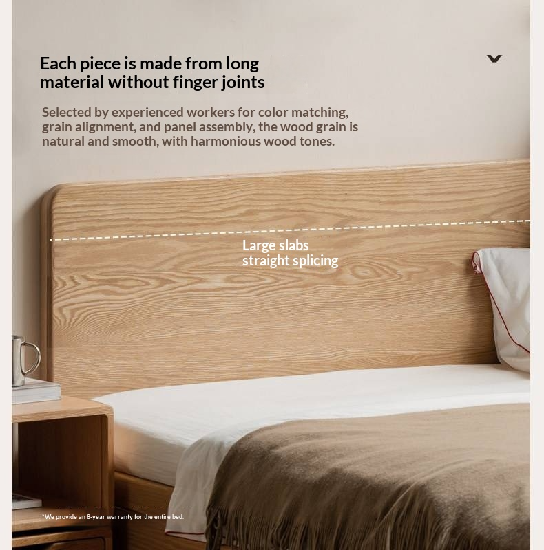 Oak, Beech Solid Wood Box Bed — Minimalist Side-Opening Storage Bed