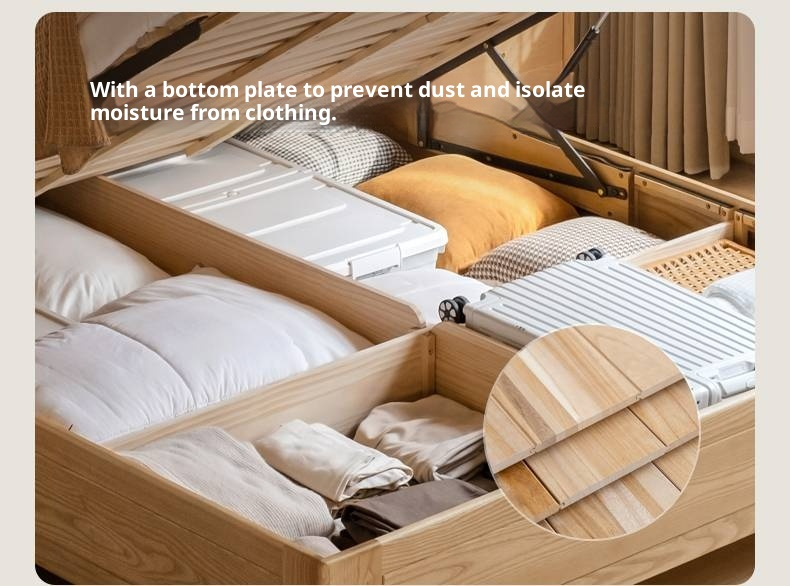 Ash, Oak Solid Wood Modern Minimalist High Box Bed