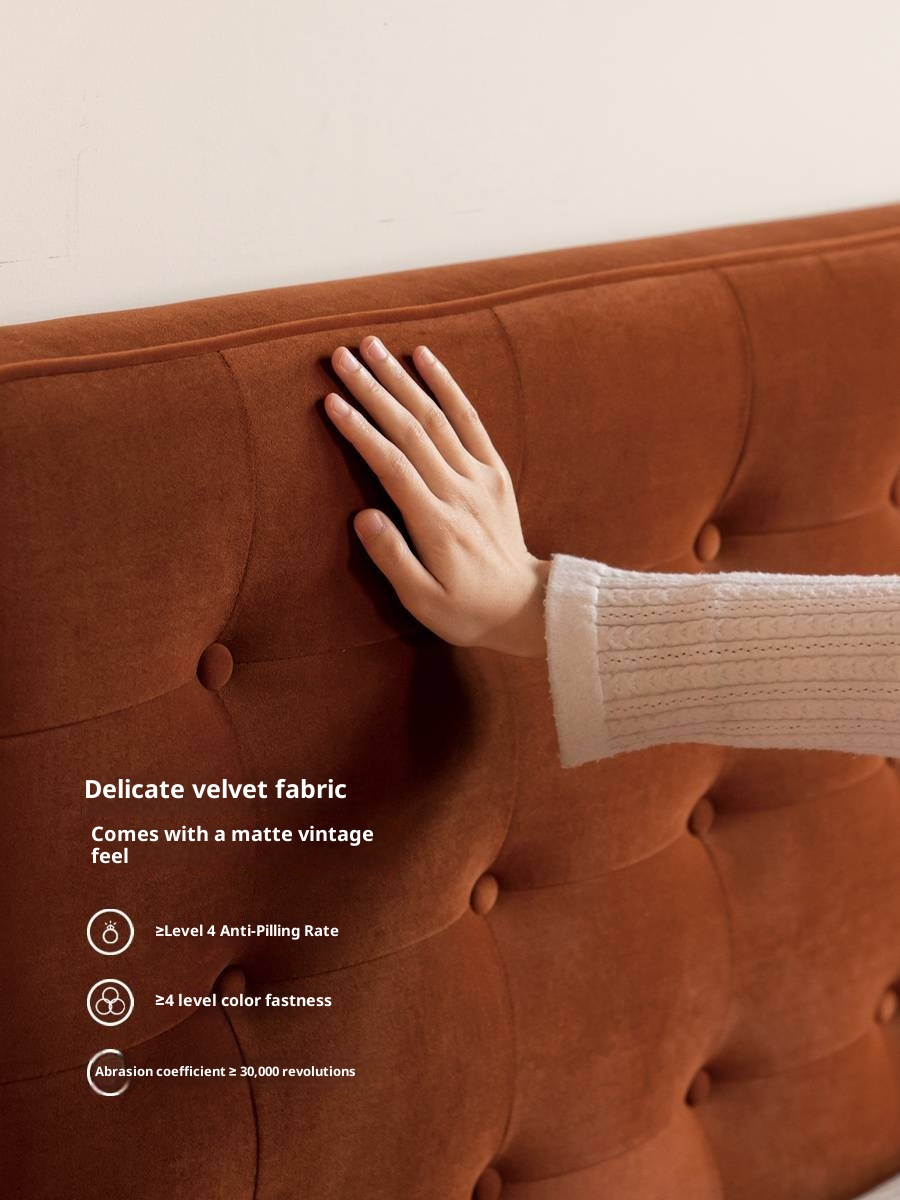 Fabric Velvet Soft Bed Bauhaus Vintage Style