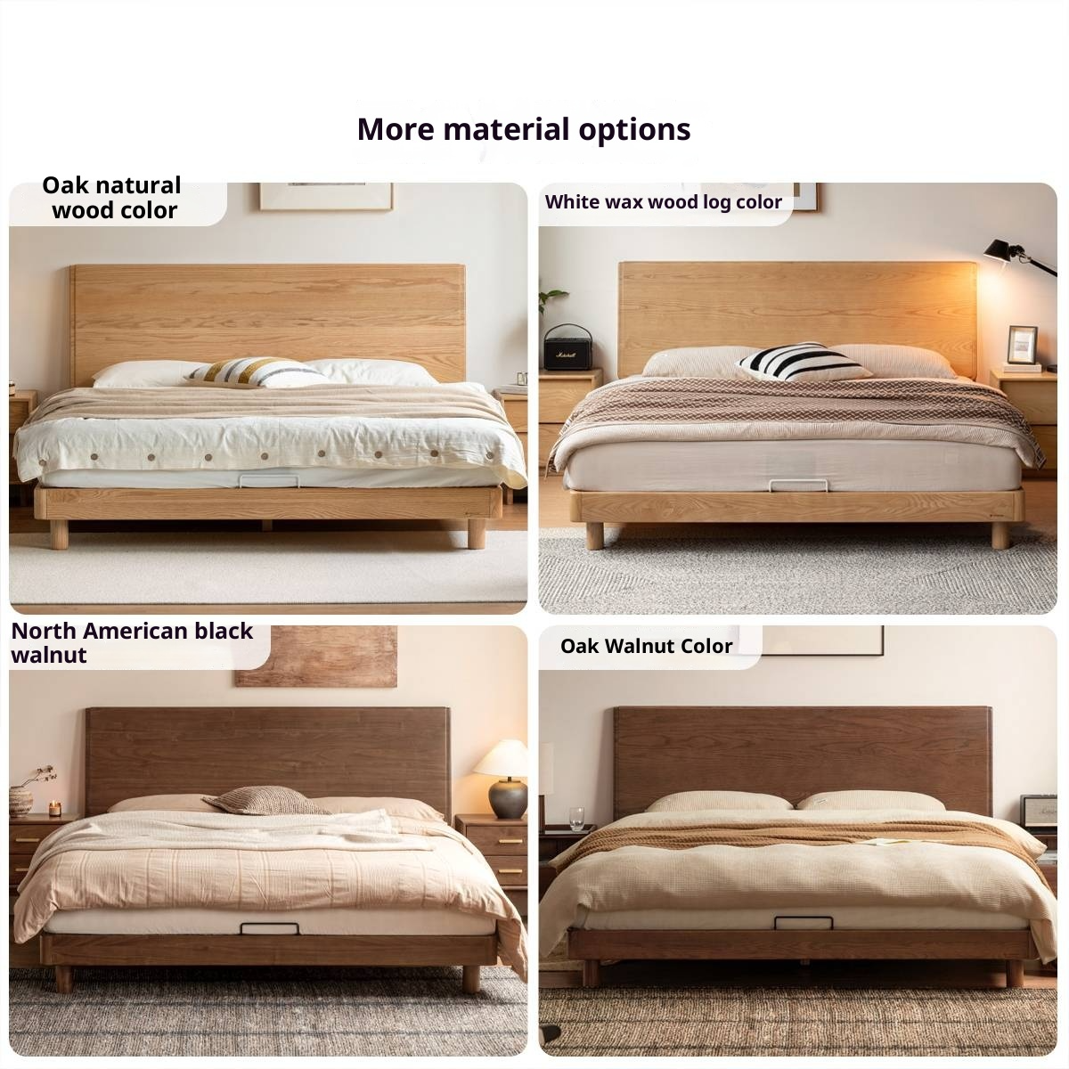 Ash Solid Wood Large Slab Bed Modern Minimalist