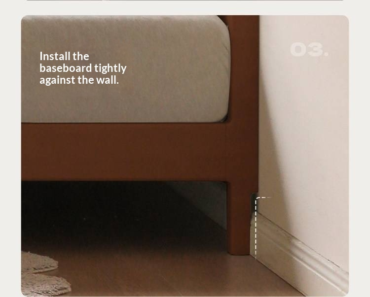 Poplar Solid Wood Bed — Vintage Style with Soft Backrest, Genuine Leather and Edge Finish