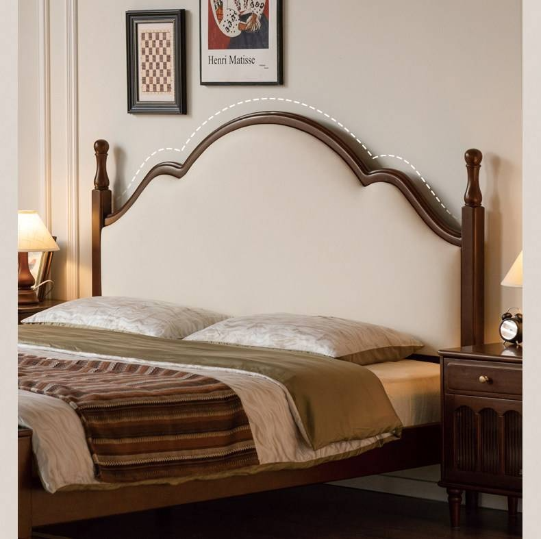 Poplar Solid Wood Box Bed — American Style Vintage with Soft Backrest