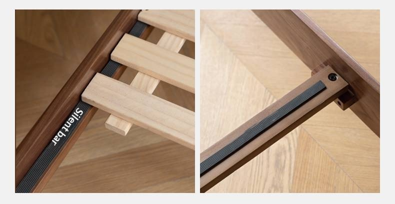 Black Walnut, Sandalwood Solid Wood Bed — Genuine Leather Upholstered, Simple Luxury Design