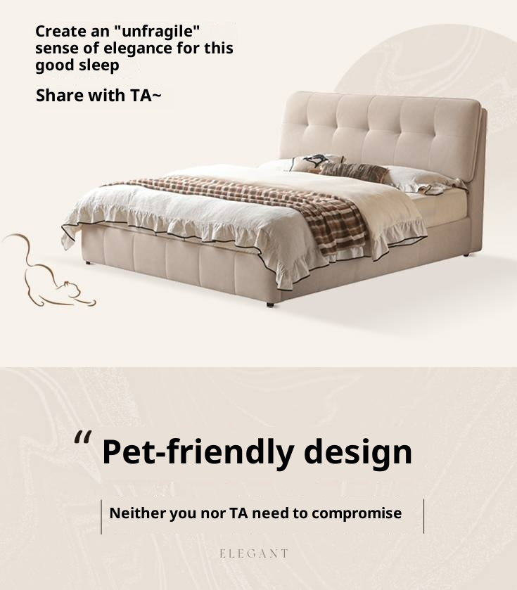 Fabric Puff Cat Scratch Bed, French Cream Style