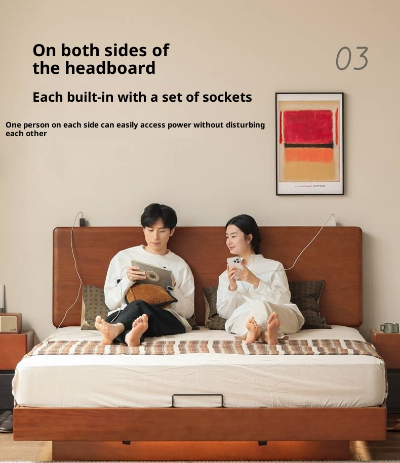 Poplar Solid Wood Suspended Luminous Box Bed