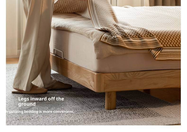 Ash Solid Wood Large Slab Bed Modern Minimalist