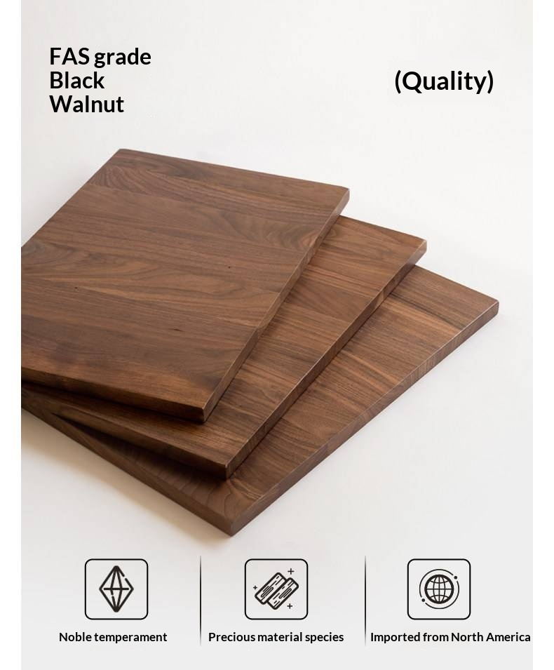 Black Walnut Solid Wood Bed — Modern Minimalist Large Slab Bed