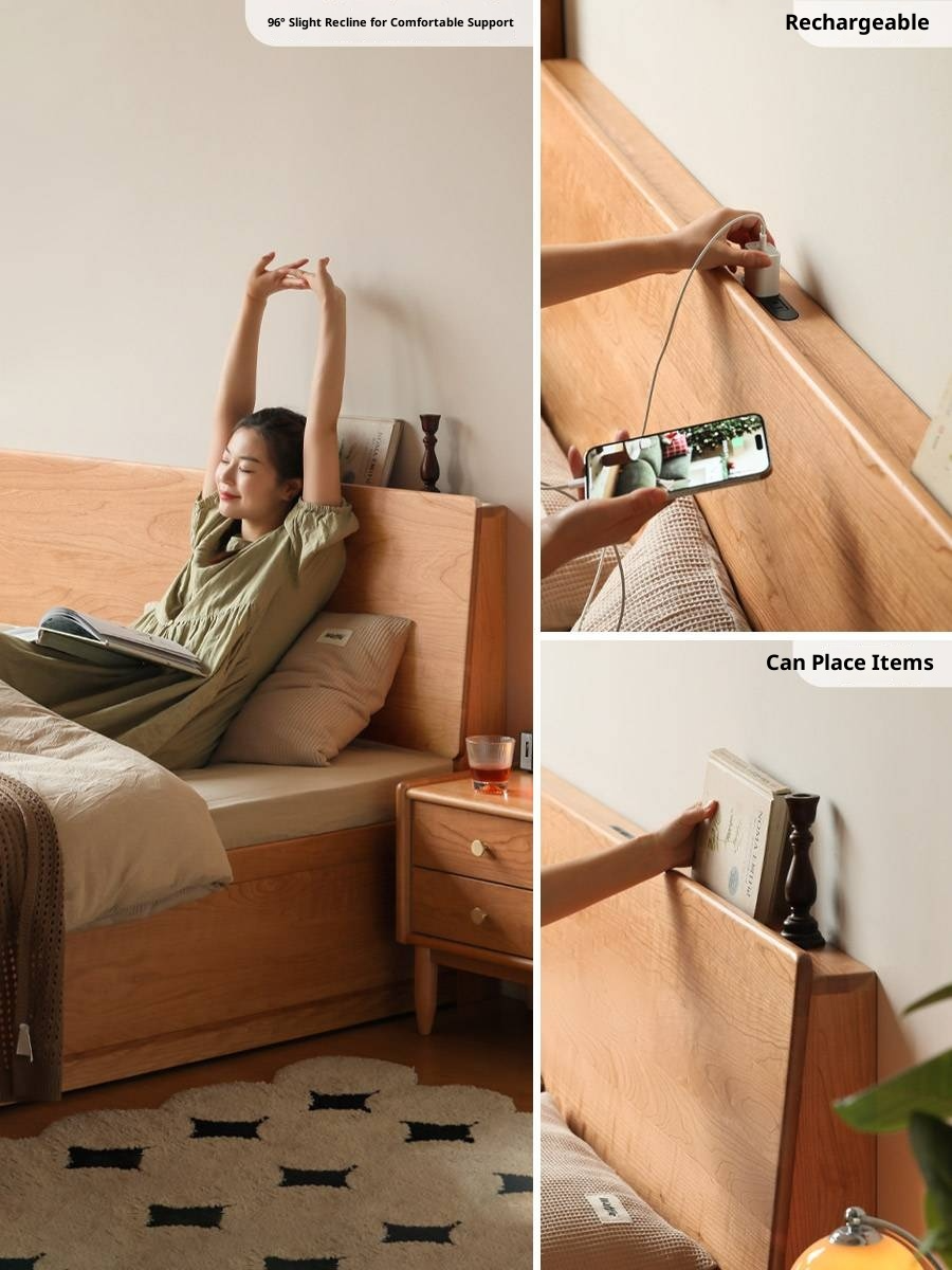 Cherry Solid Wood High-Pressure Box Bed