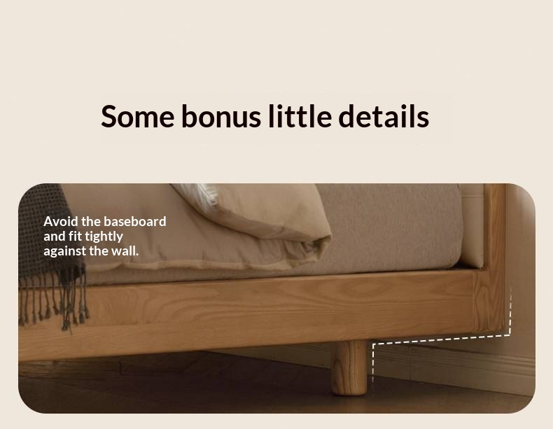 Ash Solid Wood Bed with Top Grain Cowhide Upholstery in Modern Minimalist Style