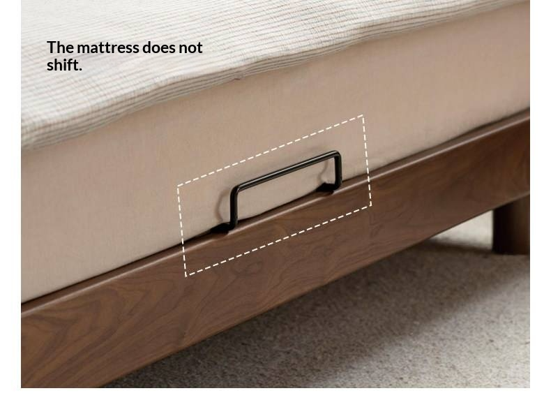 Black Walnut Solid Wood Bed — Modern Minimalist Large Slab Bed