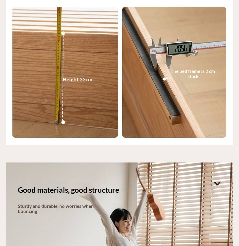 Oak, Beech Solid Wood Box Bed — Minimalist Side-Opening Storage Bed