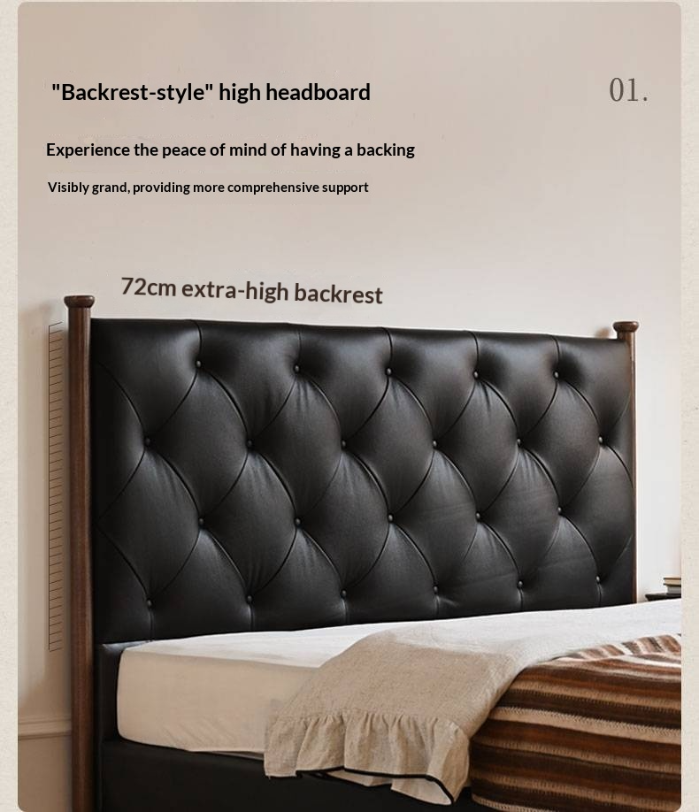 Genuine Leather Luxury Upholstered Bed American Style