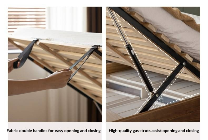 Black Walnut Solid Wood Box Bed — Soft Headboard, Italian Light Luxury Genuine Leather Bed