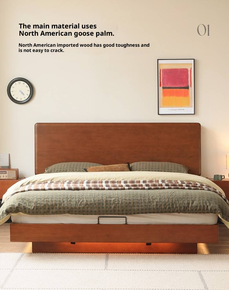 Poplar Solid Wood Suspended Luminous Box Bed