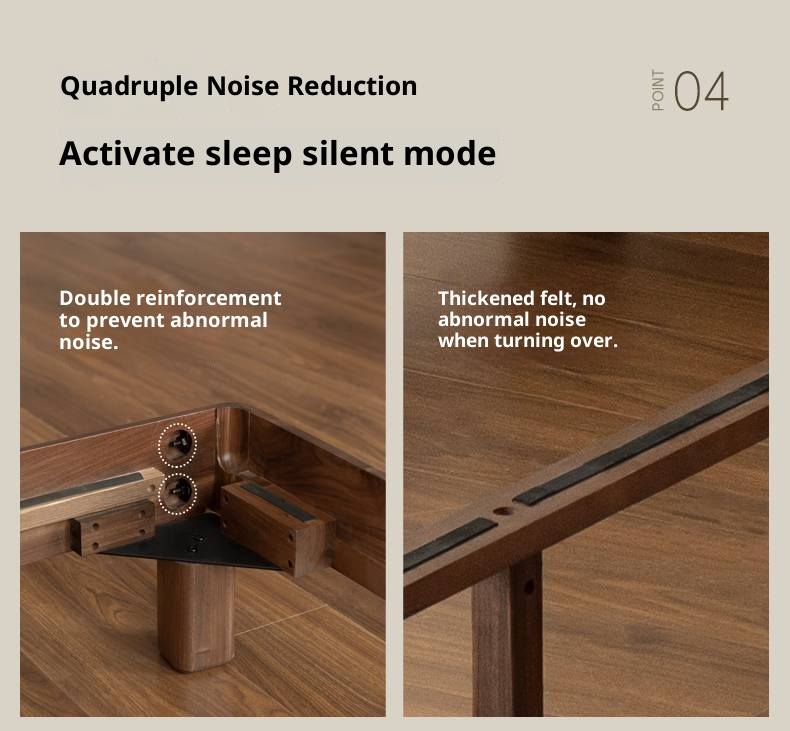 Black Walnut, Oak Solid Wood Italian Light Luxury Genuine Leather Soft Headboard Luminous Bed